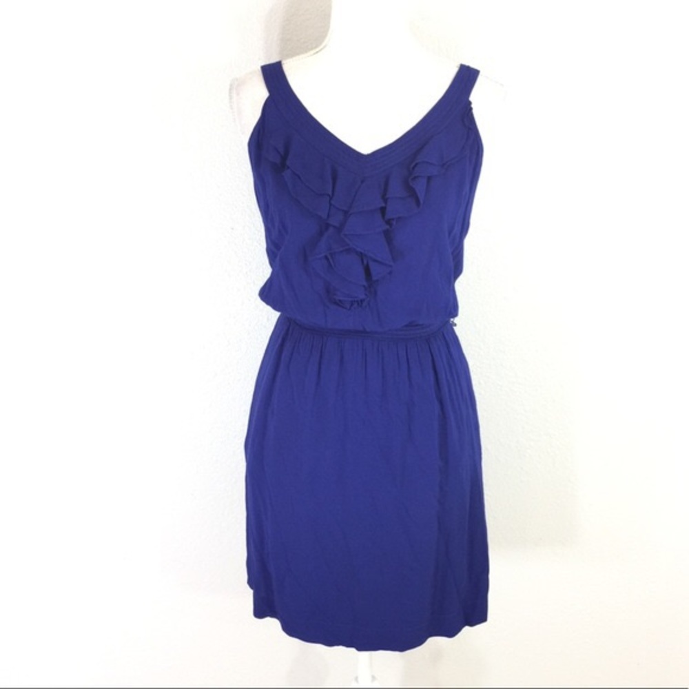 White House Black Market Blue Ruffle Dress